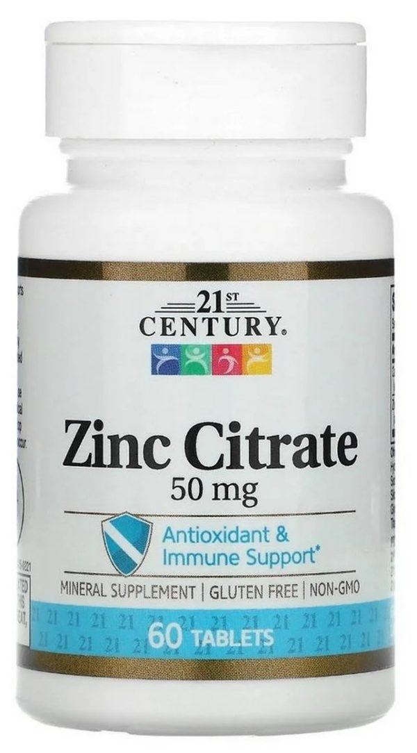 21st CENTURY Zinc Citrate - Цитрат цинка, 50 мг 60 табл