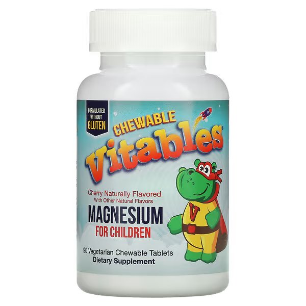 Vitables Magnesium for children , жевательная добавка с магнием для детей, со вкусом вишни, 90 вегет