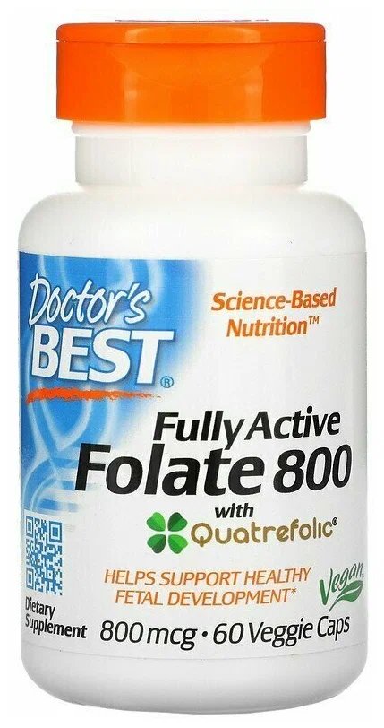 Doctor's Best Fully Active Folate 800 60 вегетарианских капсул