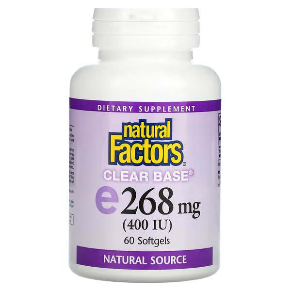 Natural Factors Clear Base Vitamin E (Витамин Е) 268 мг (400 МЕ) 60 мягких капсул