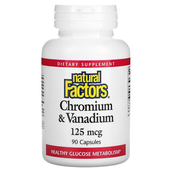 Natural Factors, Chromium & Vanadium, 125 mcg, 90 Capsule