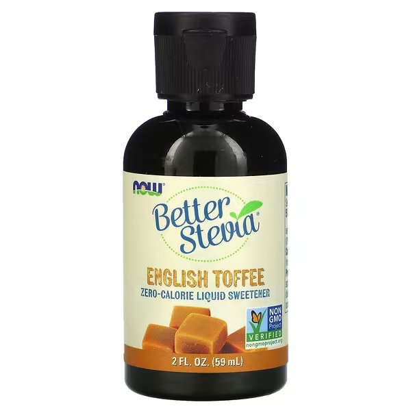 Now Better Stevia English Toffee 60 мл Жидкий подсластитель со вкусом английского ириса