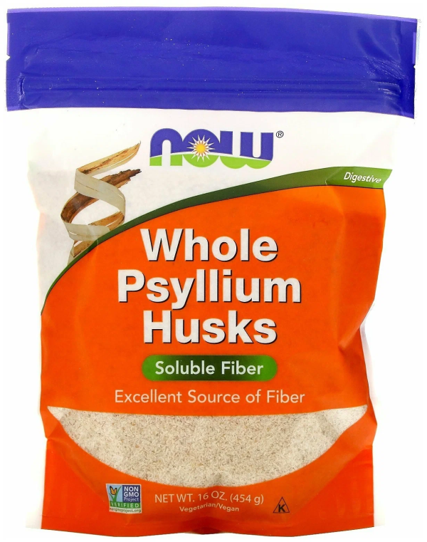 Now Whole Psyllium Husks Powder 454 gr bag