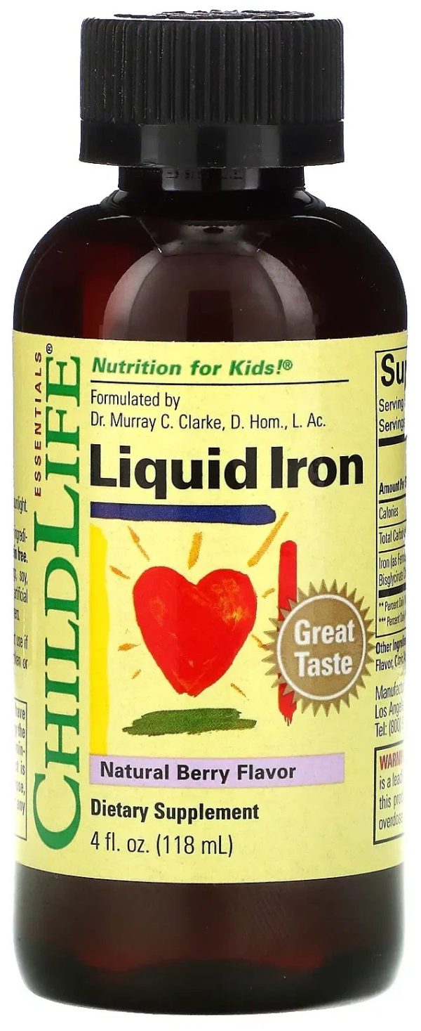 ChildLife Liquid Iron (Жидкое железо для детей) с натуральным ягодным вкусом 118 мл