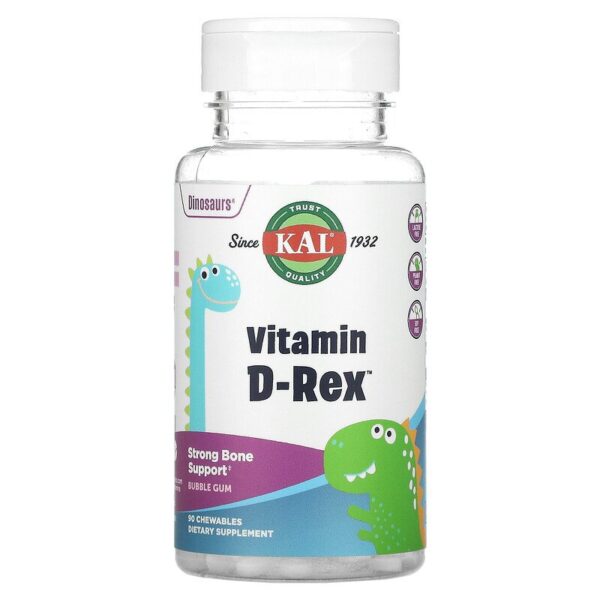 KAL Vitamin D-Rex (витамин D) со вкусом жевательной резинки 90 жевательных таблеток