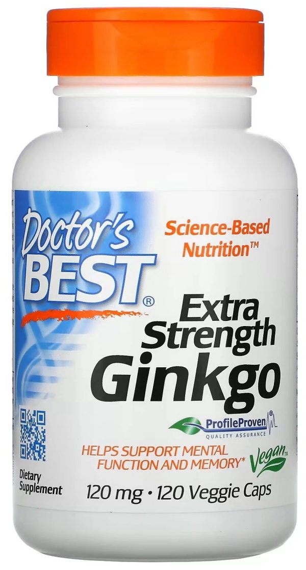 Doctor's Best, Ginkgo, гинкго с повышенной силой действия, 120 мг, 120 вегетарианских капсул