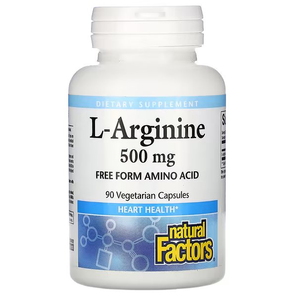 Natural Factors, L-arginine, L-аргинин, 500 мг, 90 капсул