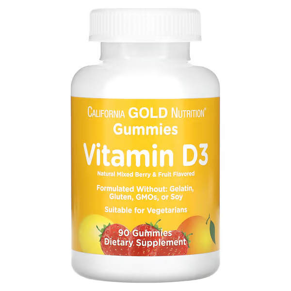 California Gold Nutrition Vitamin D3 gummies со вкусом фруктов и ягод, 90 шт.