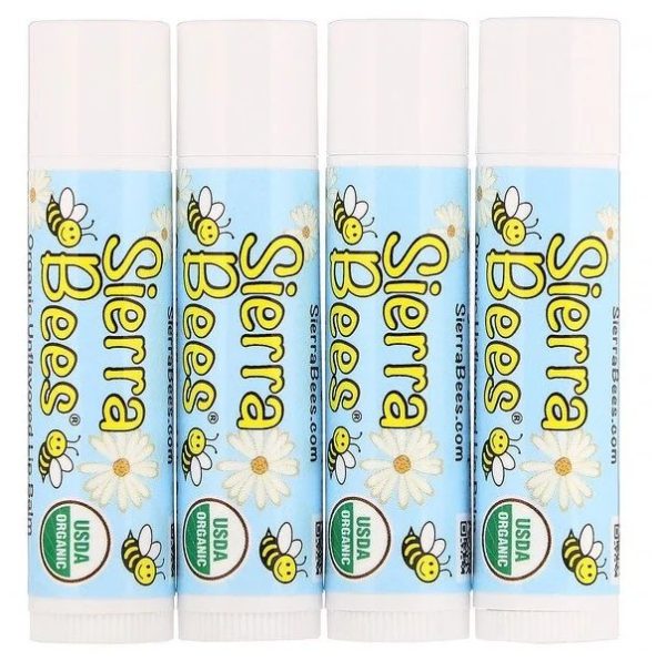 Sierra Bees Бальзам для губ Unflavored, 4 шт.